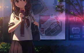 original characters, school uniform, anime girls, braids, Yuuki Tatsuya, cellphone
