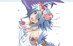white background, harpy, anime girls, Papi Monmusu, Monster Musume no Iru Nichijou, anime