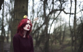 apples, arrows, girl outdoors, model