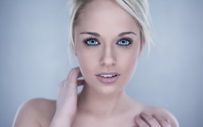 blonde, portrait, blue eyes, face, girl