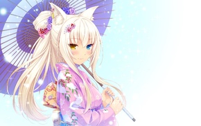 Neko Para, heterochromia, anime, anime girls, kimono, Coconut Nekopara