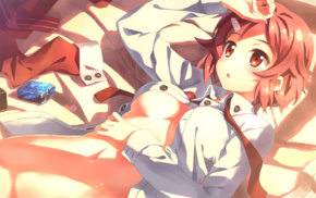 Shinozaki Rika, open shirt, ecchi, Sword Art Online, anime girls