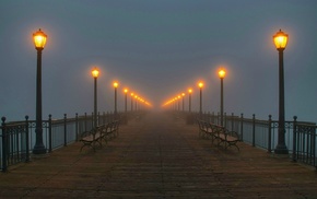 pier, night, landscape, lights