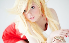 blonde, green eyes