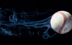photo manipulation, smoke, ball, baseball, black background
