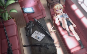 gun, Jessica Jefferson, weapon, anime girls, original characters, machine gun