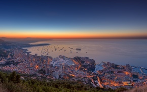 Monaco, sunset, sea, horizon