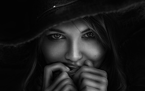 girl, model, monochrome