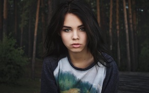 face, girl, portrait, forest