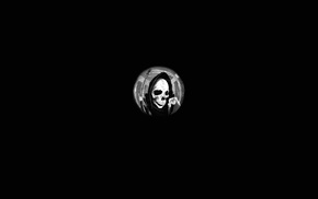 skeleton, Grim Reaper, spooky, hallway, scythe, monochrome