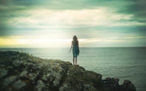 girl outdoors, model, sea