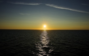 sea, water, sunset