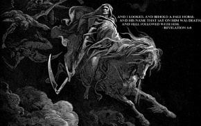 Heaven  Hell, horse, death, apocalyptic, Gustave Dor, drawing