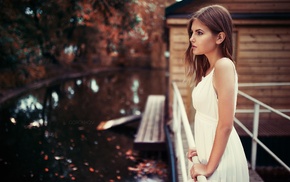 fall, dress, girl outdoors, blurred, Ivan Gorokhov, white dress