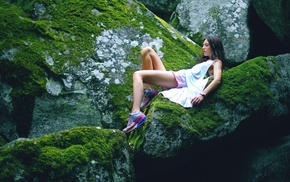 nature, lying down, rock, legs, girl outdoors, girl