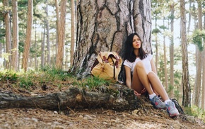 brunette, girl outdoors