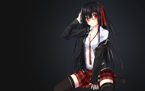 school uniform, red eyes