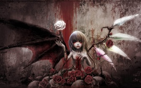 Touhou, Gothic, Remilia Scarlet, blood, wings, spooky