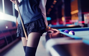 billiards, girl, skirt