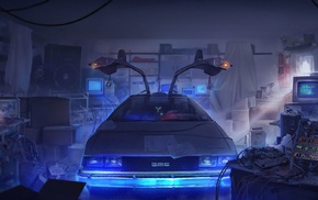 DeLorean, time travel, digital art