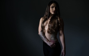 tattoo, simple background, girl, strategic covering