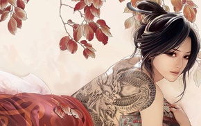 stylized, tattoo, Asian