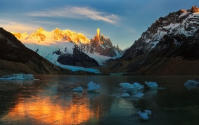 mountain, lake, ice, landscape, nature, Argentina
