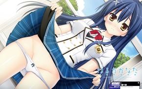 school uniform, Haruka Kanata, lifting skirt, Izumi Shizuku, visual novel