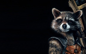 fictional, artwork, Rocket Raccoon, Guardians of the Galaxy, black background, comics