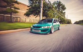 green, low, Mitsubishi Lancer Evolution VIII, motion blur, Mitsubishi Lancer, Mitsubishi