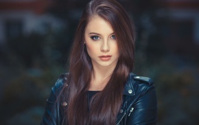 girl, long hair, brunette, face, portrait, blue eyes