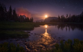 sky, Montana, mountain, landscape, Glacier National Park, reflection
