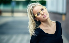 face, girl with glasses, blonde, portrait, girl