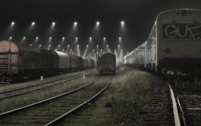 lights, technology, train, landscape, Denmark, urban