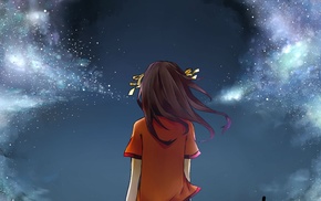 anime girls, night, Suzumiya Haruhi, sky, stars, The Melancholy of Haruhi Suzumiya
