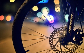 depth of field, bicycle tires, street, Merida