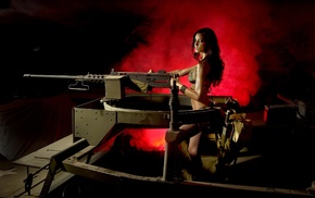 girl, LeeAnna Vamp, weapon, model, machine gun