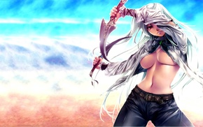 sword, underboob, anime, anime girls