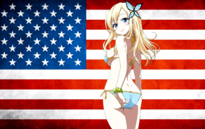 USA, anime girls, Kashiwazaki Sena, anime, Boku wa Tomodachi ga Sukunai, flag