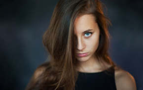 auburn hair, girl, Olesya Grimaylo, blue eyes, face