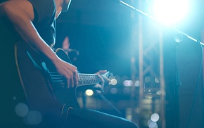 musical instrument, guitar, playing, microphones, lights