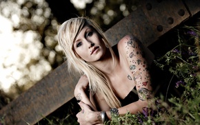 girl, tattoo, model