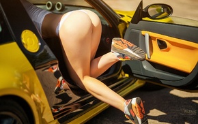 ass, Sergey Piltnik, girl with cars, girl