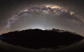 Milky Way, panoramas, mountain, nature, reflection, landscape