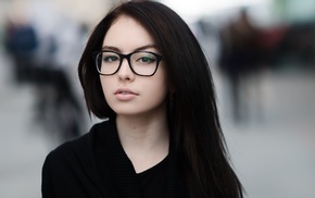 girl, girl with glasses, face, portrait