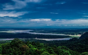 landscape, green, bridge, blue, forest, India