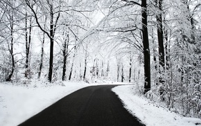 nature, road, winter, snow