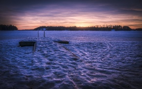 snow, frozen lake
