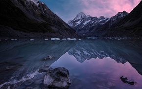 reflection, lake, nature, New Zealand, water, mountain