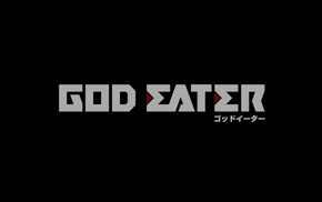 anime, God Eater, black background, typography